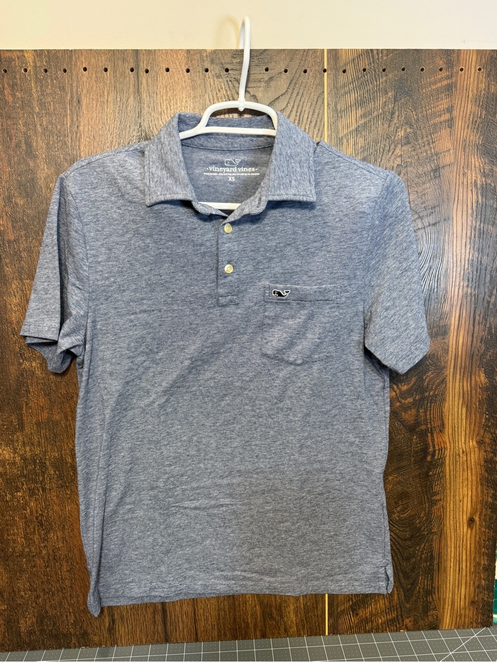 Vineyard Vines Edgartown Polo XS Blue Heather Pocket Whale Logo